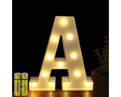 Verlichte Letterlamp, LED Alphabet Licht voor Decoratie, Nachtlampje voor Feestjes, Bruiloften en Kinderkamers (A)