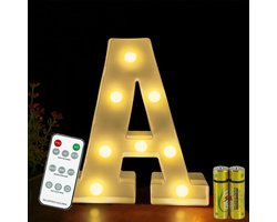 Verlichte Letterlamp met Afstandsbediening - LED Alphabet Lamp voor Feestdecoratie, Slaapkamer en Bruiloften