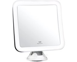 Verlichte Make-up Spiegel Met 20X Vergroting - Daglicht LED Vergrotende Spiegel - Compact - Draadloos - Zuignap - 163mm Breed - 360 Rotatie