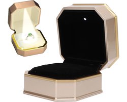 Verlichte Ringdoos - LED Verlichte Opbergdoos - Ringdisplay Cadeau Doos - Sieraad Doos met LED Licht - Ringdoos voor Huwelijksaanzoek - Huwelijksverjaardag - Kerst - Moederdag