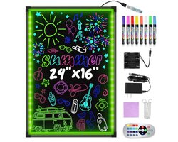 Verlichte Schrijfbord met Neon Effect – 24"x16" LED Menu Sign voor Restaurants, Bruiloften en Promoties