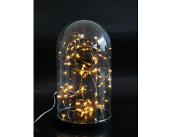 Verlichte stolp H25 cm - met draadverlichting koper - warm wit - 100 lampjes