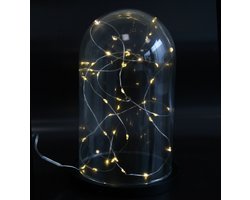Verlichte stolp - met draadverlichting zilver - warm wit - 40 lampjes - sfeerverlichting