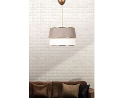 Verlichting - Kroonluchter Beige Creme Metaal - Lukas Design - Afmetingen 30x30x75cm