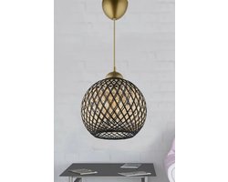 Verlichting - Kroonluchter Zwart Goud Metaal - Ludwik Design - Afmetingen 22x22x54cm