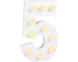 Verlichting | LED Letter | Cijfer 5 | Afmeting: 16x11cm