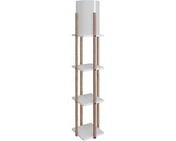 Verlichting - Lott Vloerlamp in Wit Spaanplaat - Afmetingen 21x21x135cm - Ideaal voor Stijlvolle Verlichting