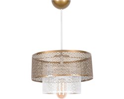 Verlichting - Lunah Kroonluchter Wit Antiquatie Metaal - Afmetingen 26.5x26.5x64cm - Stijlvolle Sfeerverlichting