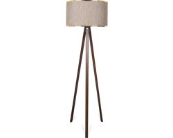 Verlichting - Stijlvolle Vloerlamp Loua - Beige Goud Hout - Afmetingen 21x38x140cm