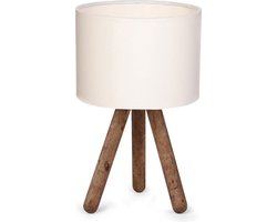 Verlichting - Tafellamp Lucien in Crème Hout - Afmetingen 19x15x32cm - Sfeervolle Huisverlichting