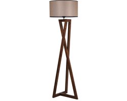 Verlichting - Vloerlamp Walnoot Hout 45x45x149cm - Lourdes Design - Stijlvolle Verlichting voor iedere Woonruimte