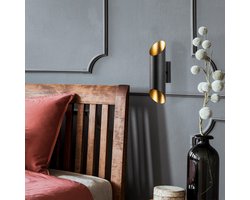 Verlichting - Wandlamp Luca in Zwart Goud Metaal - Afmetingen 8x12x30cm - Stijlvolle Verlichtingsoplossing