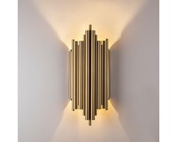 Verlichting - Wandlamp Luciana in Goud Metaal - Afmetingen 18x8x40cm - Stijlvolle Verlichting voor Elk Interieur