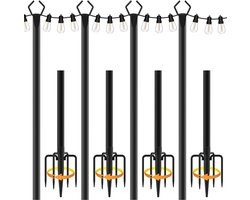 Verlichtingspalen Buiten - Steunpalen Tuin - Verlichtingssnoeren Ophangen - Weerbestendig Materiaal - 3 meter Hoog