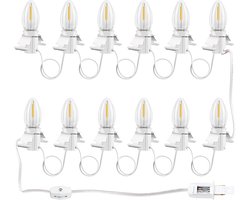 Verlichtingssnoer met 12 LED Lampen voor Kerstdorp en Ambachten, Warm Wit Licht