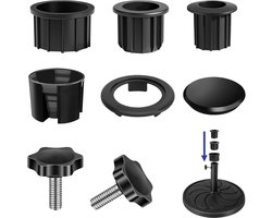 Verloopring Parasolvoet - 7 Stuks - 32/38/48mm - Parasol Adapter Set - M8 Sterschroeven & Vulringen - Geschikt voor Parasolvoet, Strandparasol en Tuin - Zwart