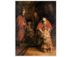 Verloren Zoon Poster - Rembrandt Kunstwerk - Wanddecoratie Woonkamer - Premium Papier 250 g/m² - 50 x 70 cm - Bruin