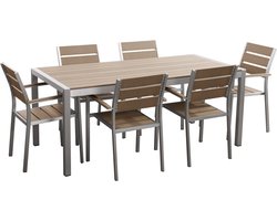 VERNIO - Tuinset voor 6 - Lichte houtkleur - Kunsthout