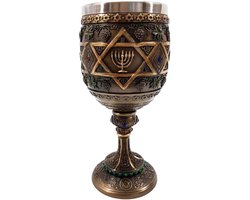 Veronese Design Beeld/figuur - Davidster Menora Kelk - Veronese Design - (hxbxd) 17cm x 8cm x 8cm