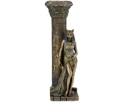 Veronese Design - Beeld/Figuur - Egyptische Godin Bastet Kandelaar - Polyresin - Gebronsd - Zeer Gedetailleerd - Zware kwaliteit - Hoogte ca. 27,5cm