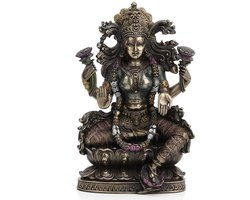 Veronese Design beeld/figuur - Lakshmi Sittend op Lotus 23,5cm - Zeer gedetailleerd en mooi!