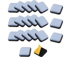 Verpakking met 24 zelfklevende meubelbeschermers van 25 x 25 mm, vierkante Teflon-pads, geschikt voor stoelen, banken, bureaus, tafels en fauteuils.