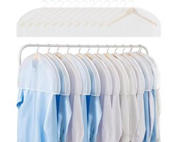 Verpakking van 12 witte kledinghoezen, transparante schouderhoes voor stofbescherming, kledinghoes, kledingbeschermer voor pakken, kledinghoezen, motbestendig voor kleding, pakken, jurken, jassen, jacks, overhemden, avondkleding - Cyslmuk®