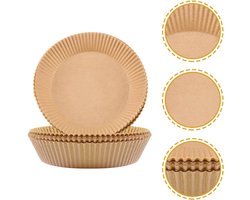 Verpakking van 200 bakpapier voor de Airfryer - Herbruikbare bakvormpjes - Geschikt voor airfryermandjes - Bakpapier voor dagelijks gebruik - Bakvormpjes van voeding skwaliteit - Siliconen beschermfolie voor cakevormpjes - Goud