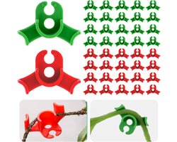 Verpakking van 40 plantenclips voor stressarme training, hoek van 90 graden (rond model, rood en groen)