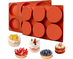 Verpakking van twee grote siliconen bakvormen/antiaanbakvormen van 10 cm met 6 holtes, geschikt voor het maken van koekjes met roomvulling, maïsbrood, snoep, eieren en muffins.
