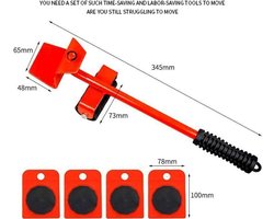 Verplaats zware meubelsets gemakkelijk; de wielen van het meubel kunnen tot 150 kg dragen; voorzien van een verplaats- en hefsysteem.