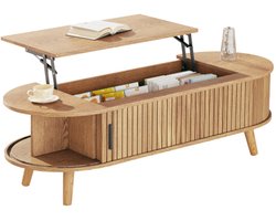 Verrijdbaar Keukeneiland met Uitschuifbare Eettafel – MDF Keukenwagen op Wielen met Stopcontact en Opbergruimte – voor 3-4 Personen