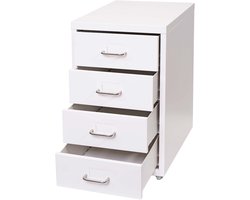Verrijdbaar onderstel Boston T851, ladekast stalen kantoorkast, 48x28x41cm 4 laden ~ wit