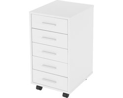 Verrijdbaar onderstel met 5 laden 33x38x63,5 cm Wit ML design