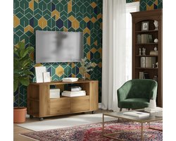 Verrijdbaar TV-Meubel Artisan Eiken – 102×34,5×43 cm – Moderne TV-Kast met Wieltjes – Ruime Opbergruimte – Stabiel & Duurzaam Houtmateriaal – TV-Lowboard voor Woonkamer of Slaapkamer – Altameubel
