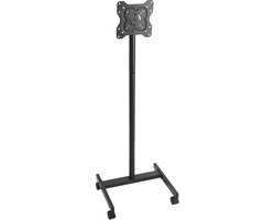 Verrijdbaar tv-meubel, mobiele tv-wagen voor schermen van 17-55 inch, verstelbaar van portret naar landschap, draagbaar tv-meubel met wielen, draagvermogen tot 20 kg voor woonkamer, slaapkamer, kantoor, buiten, maximale VESA 200x200mm