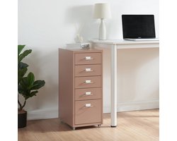 Verrijdbare Archiefkast met 5 Lades - Lichtbruin Staal Opbergsysteem voor Kantoor