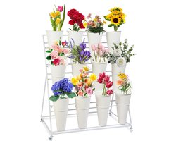 Verrijdbare Bloemen Standaard met 12 Bakken - Mobiel Display voor Binnen en Buiten