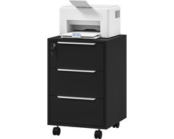 Verrijdbare bureau-kast met 3 lades - slot - opbergkast op wieltjes voor documenten en printers - compacte opbergkast
