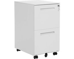 Verrijdbare Container Met 2 Lades, Afsluitbaar, Voorgemonteerd, 39 X 45 X 69,5 Cm (L X B X H), Wit - Ideaal Voor Kantoordocumenten