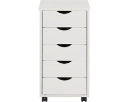 Verrijdbare lade LAGOS met 4 dubbele wielen en 5 laden in wit