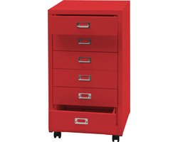 Verrijdbare ladekast MCW-L49, stalen ladekast archiefkast, metaal 75x40x41cm 6 laden ~ rood