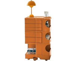 Verrijdbare Opbergkast – Rollende Kast – Organizer – Opbergrekje – Mobiele Kast – Scandinavisch Design – Waterbestendig PVC – Vijf Ruime Schappen – Tangerine