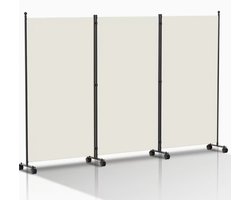 Verrijdbare roomdivider 3-delig 263x181 cm beige – inklapbaar kamerscherm