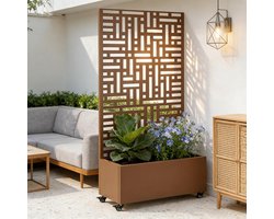 Verrijdbare Roomdivider met Plantenbak voor Binnen en Buiten Hoog Scherm