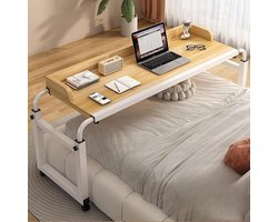 Verstelbaar Bedtafel Bureau - Nachtkastje Laptoptafel - Werken Boven Bed - Extra Groot Desktop - 115x45cm - Hout