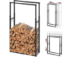 Verstelbaar Brandhoutrek voor Buiten - Metalen Rek met Haken en 100 kg Capaciteit