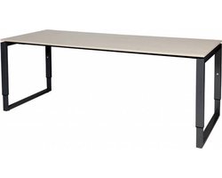 Verstelbaar Bureau - Plus 200x80 grijs - zwart frame