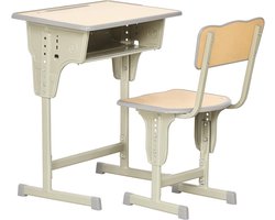 Verstelbaar Kinderbureau en Stoel Set in Vintage Stijl met Opbergtas