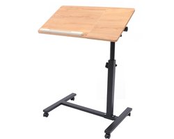 Verstelbaar Laptopbureau - Mobiel Staand Bureau - 360° Roterende Laptoptafel - Verplaatsbare Tafel Met Wielen - In Hoogte Verstelbaar 58–90 cm - Met Kantelbaar Blad - Voor Bed, Bank, Kantoor, Studeren, Presenteren - Khaki - 60x34,5 cm